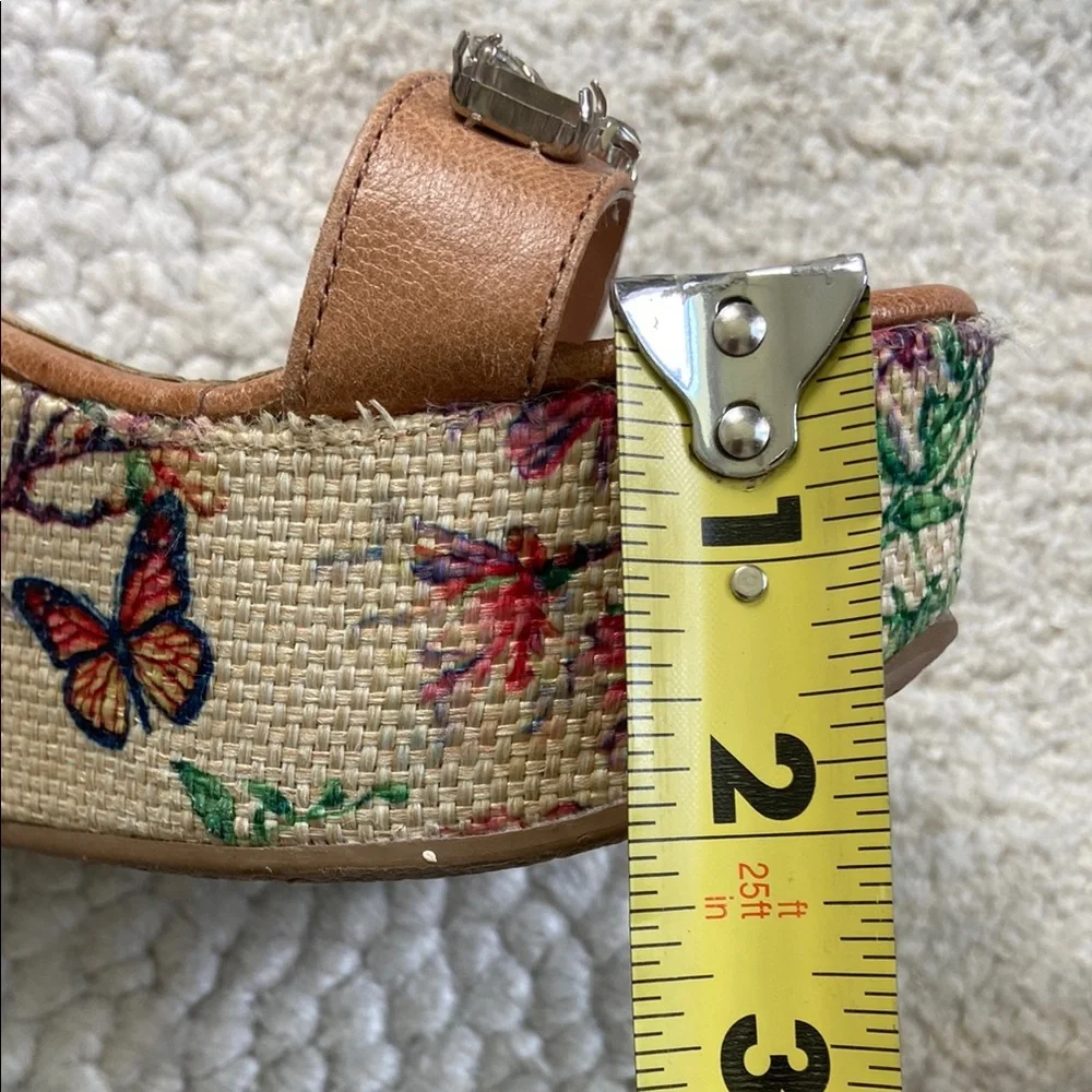 Anthropologie Raphaella Booz Tan Wedge Sandals with Embellishments
